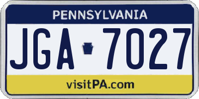 PA license plate JGA7027