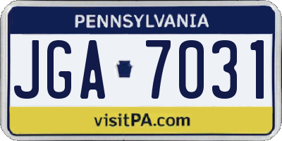 PA license plate JGA7031