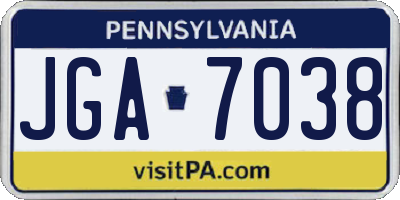 PA license plate JGA7038