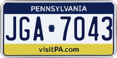 PA license plate JGA7043