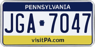 PA license plate JGA7047