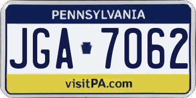 PA license plate JGA7062