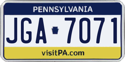 PA license plate JGA7071