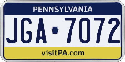 PA license plate JGA7072