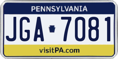 PA license plate JGA7081