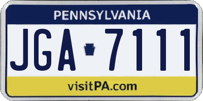 PA license plate JGA7111