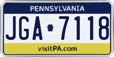PA license plate JGA7118