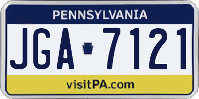 PA license plate JGA7121