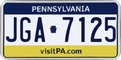 PA license plate JGA7125