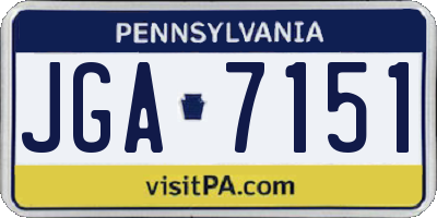 PA license plate JGA7151