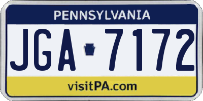 PA license plate JGA7172