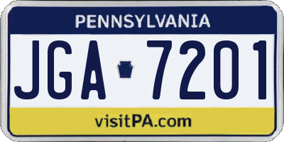 PA license plate JGA7201