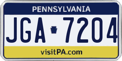 PA license plate JGA7204
