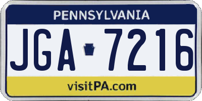 PA license plate JGA7216