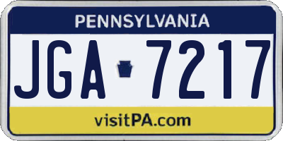 PA license plate JGA7217