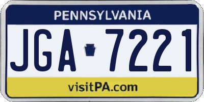 PA license plate JGA7221