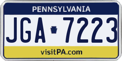 PA license plate JGA7223