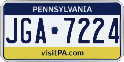 PA license plate JGA7224