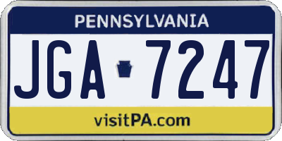 PA license plate JGA7247