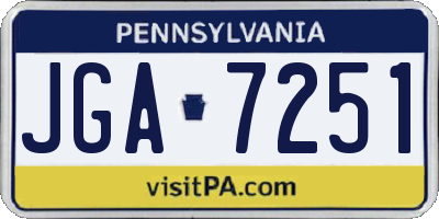 PA license plate JGA7251