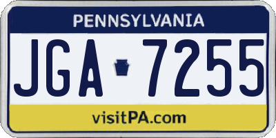 PA license plate JGA7255