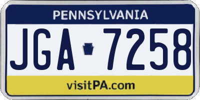 PA license plate JGA7258