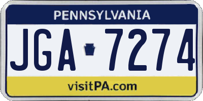 PA license plate JGA7274