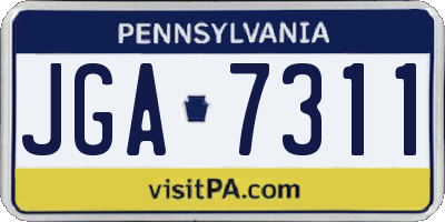 PA license plate JGA7311