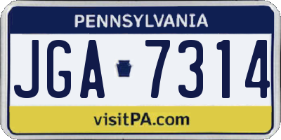PA license plate JGA7314