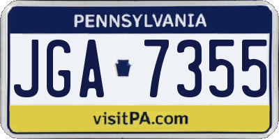 PA license plate JGA7355