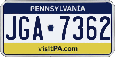 PA license plate JGA7362