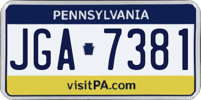 PA license plate JGA7381