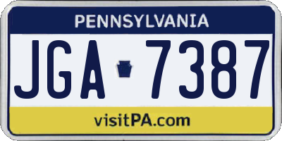 PA license plate JGA7387