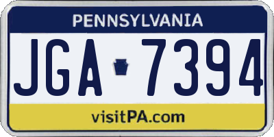 PA license plate JGA7394