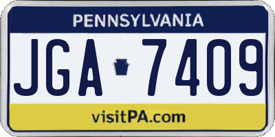 PA license plate JGA7409