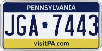 PA license plate JGA7443
