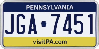 PA license plate JGA7451