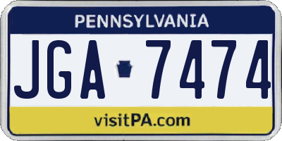 PA license plate JGA7474