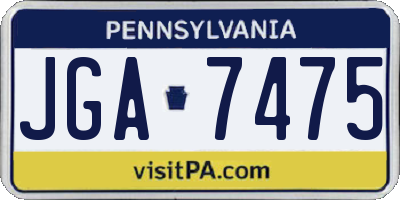 PA license plate JGA7475