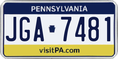PA license plate JGA7481