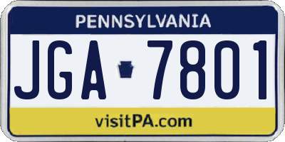 PA license plate JGA7801