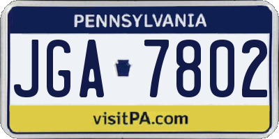PA license plate JGA7802
