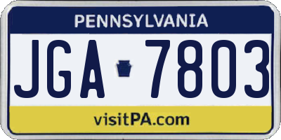 PA license plate JGA7803