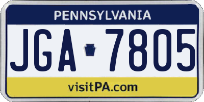 PA license plate JGA7805