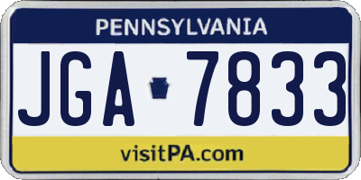 PA license plate JGA7833