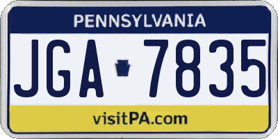 PA license plate JGA7835