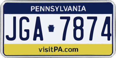 PA license plate JGA7874