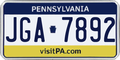 PA license plate JGA7892