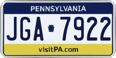 PA license plate JGA7922