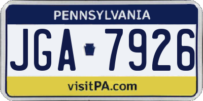 PA license plate JGA7926